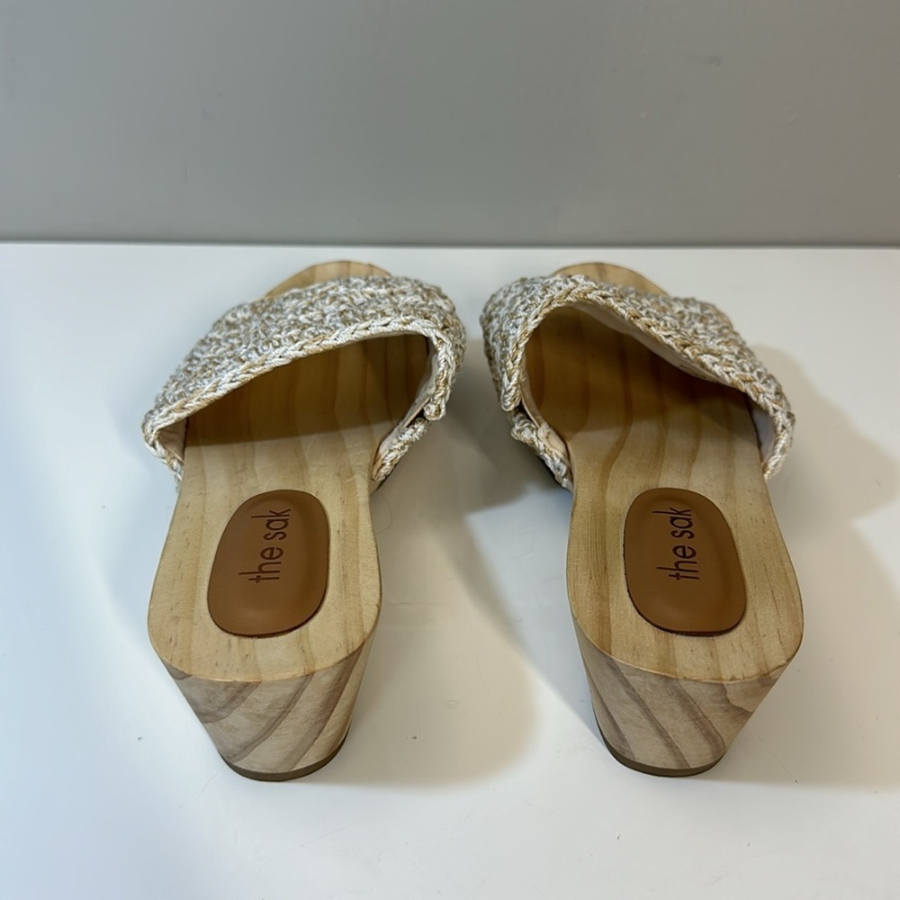 The Sak Ella Crochet Wood Slide Sandals Sz 7 Cottagecore Retro Vintage Inspired - Picture 7 of 16